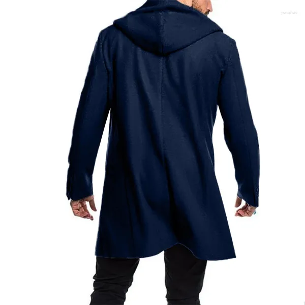 Herren Trenchcoats Männer Kapuzen Lange Strickjacke Jacke Vintage Ärmel Offene Vorderseite Retro Punk Windmantel Mantel Slim Fit Hoodie Sweatshirt