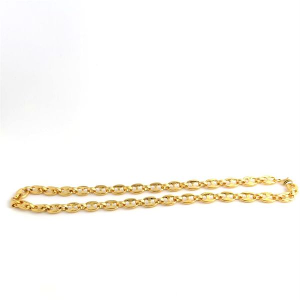 Collana da uomo in oro giallo massiccio 14 carati con carattere solare GF Collana con anelli a catena LINK 24 10mm Regalo di compleanno di San Valentino di valore307j