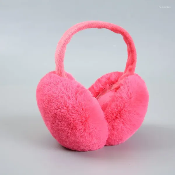 Berets outono inverno bonito pelúcia orelha muffs tampões de ouvido feminino cor sólida fones de ouvido dobrável quente mais quente ao ar livre ciclismo earmuffs