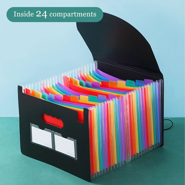 1324 Pocket Expanding File Folder Tragbare mehrfarbige PaperBillReceipt-Taschen 231220