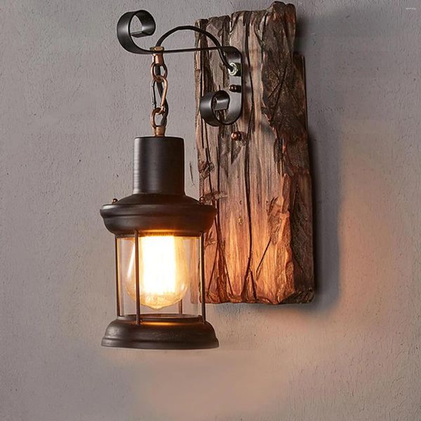 Lâmpada de parede Arandela de madeira industrial Barra de luz E27 Cozinha rústica Corredor Loft Café
