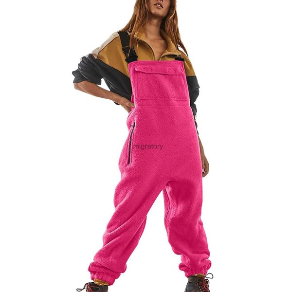 Damen-Overall, Strampler, Damen-Fleece-Overall, einteilig, Lätzchen, Jumpsuits, verstellbare Hosenträger, warme Winter-Flocken-Skihose, neu, modisch und einfach, YQ231220