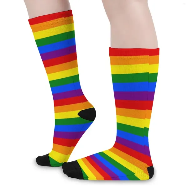 Calzini da donna colorati bandiera arcobaleno Gay Pride LGBT calze moda moderne autunno anti-sudore uomo ciclismo traspirante