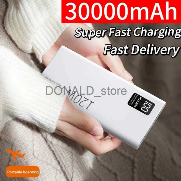 Bancos de energia de telefone celular 120w Super Fast Charging 30000 Mah Power Bank Grande capacidade de bateria para fonte de alimentação móvel para vários telefones celulares J1220