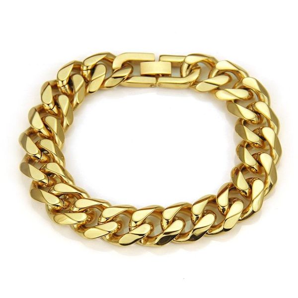 Aço inoxidável Hip Hop Gold Silver Plated Bracelets Link Chains Punk Punk Bangle Jewelry229x