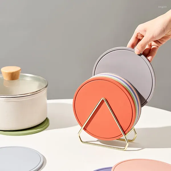 Tovagliette da cucina per la casa Cuscinetto isolante circolare in silicone Protezione spessa Tovagliette serie Macaron Color per