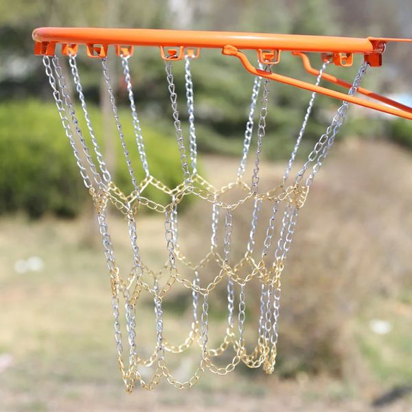 Metal basquete net corrente rede esportes jantes cesta quadro dupla cor net engrossado durável metal ao ar livre vender 231220