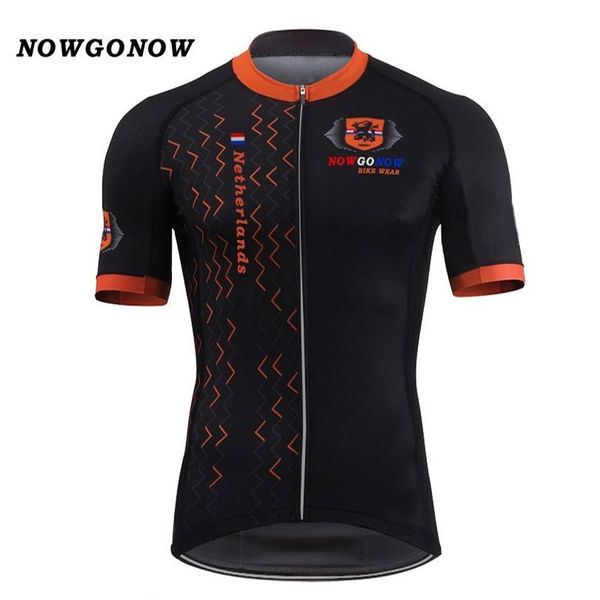 Maglia da ciclismo da uomo 2017 Nazionale olandese bandiera nera Olanda olandese abbigliamento abbigliamento da bici da corsa mtb strada sportwear294L