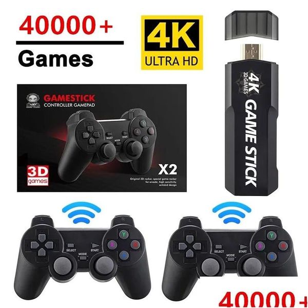 Jogadores de jogos portáteis M9 Video Console GD10 Wireless Double Controller 4K HD TV Retro Games 50 Emators 128G 40000 64GB 30000 para Dro Dhosm
