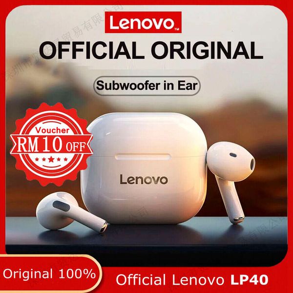 Lenovo LP40 TWS Kalite Mini Kulak Tipi Kablosuz Destek Bluetooth Head Set Oyunu Evrensel iOS Android Video Arama Mikrofon Desteği.