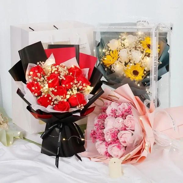 Dekorativer Blumen-Rosen-Blumenstrauß, künstliche Blumen, Hochzeits-Szenen-Layout, gefälschte Blumen, Braut-Muttertage, Geschenk, Wohnzimmer-Dekoration