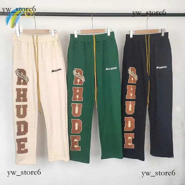 Siyah yeşil kayısı rhude pantolon eşofmanları erkek kadınlar gevşek havlu işlemeli rhude rahat pantolon jogger rhude multi cep pantolon 1275