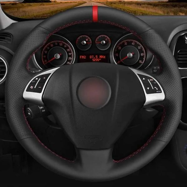 Capa de volante do carro couro artificial preto macio para fiat grande punto bravo linea 2007 2019 qubo doblo opel combo zz