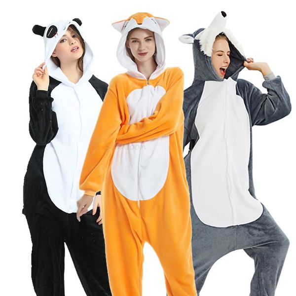 Natal Adultos Animal Unicórnio Pijama Kigurumi Coelho Dos Desenhos Animados Onesie Crianças Pijamas Nightie Lobo Panda Anime Cobertor Macacão 231219