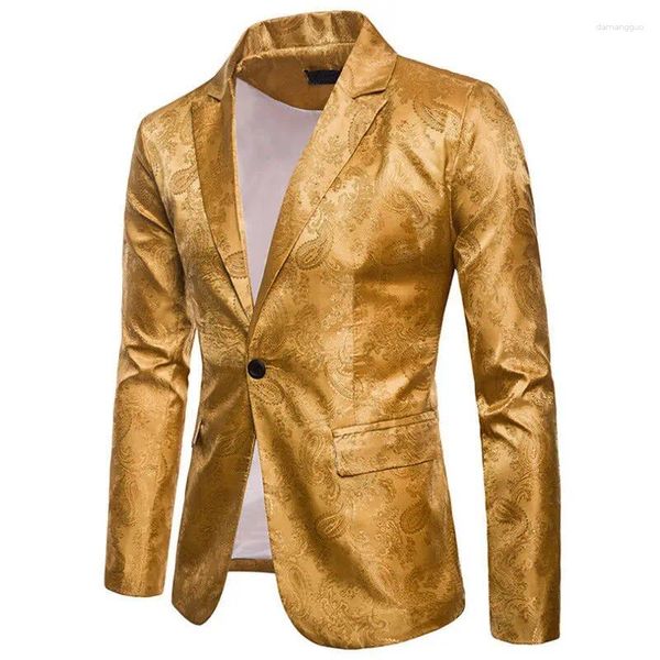 Herrenanzüge Mode Männer Glänzende Blazer Gold Glitter Anzug Jacken Männlich Nachtclub One Button Blazer DJ Bühne