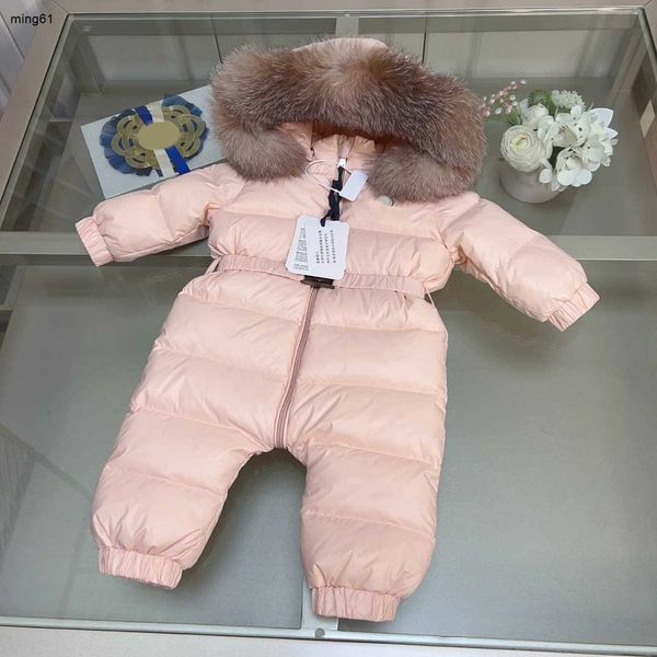 Marca crianças designer bodysuit adorável rosa bebê ganso para baixo macacões tamanho 90-110 cintura elástica menino menina rastejando terno dec10