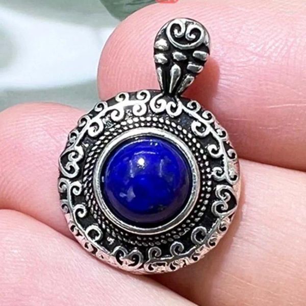 Anhänger Halsketten Böhmischer natürlicher Lapislazuli Rosenquarz Kristall Runde Perlen Larimar Stein für Frauen Mädchen Kette Halskette Schmuck Geschenke