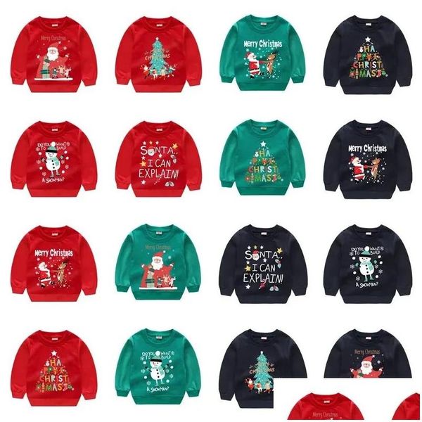 Hoodies Sweatshirts Baby Mädchen Weihnachten Sweatshirt Kinder Trend Cartoon Weihnachtsmann Drucken Warm Top Jungen Kinder S Langarm Pullover D DHS0H