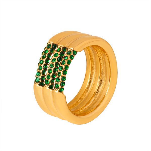 Damen-Diamantring, exquisiter und kreativer geometrischer Ring, Edelstahlring, vergoldet mit 18 Karat Gold, Modeschmuck, Geschenk