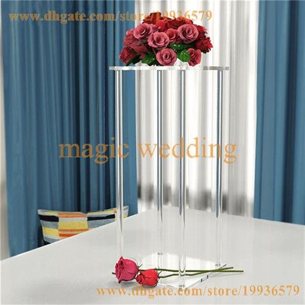Acrílico transparente peça central suporte de flores quadradas de decoração de mesa de eventos de casamento286L
