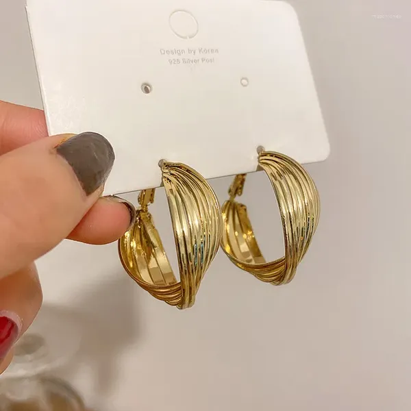 Hoop Ohrringe Frauen Gold Farbe Kreis Tropfen 2023 Einzigartige Gypsy Schmuck Bunte Metall Geometrische Runde Ohrringe Großhandel