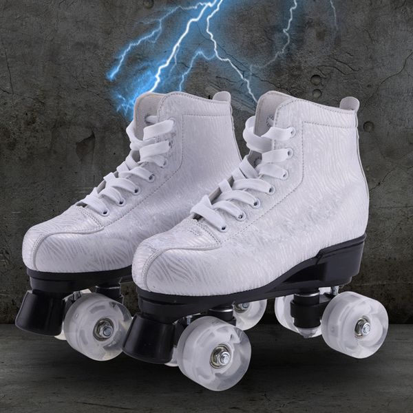 atacado de novos patins de gelo de duas fileiras de vidro quebrado em forma de diamante por fabricantes, patins para adultos, patins de quatro rodas para homens e mulheres