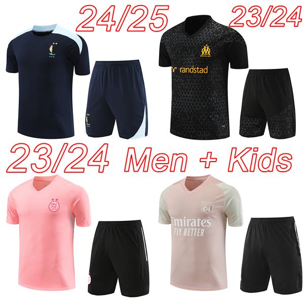 Maglia pre-partita del club francese 2024 MaRseillEs Algeria Maglia da allenamento per uomo per bambini 23 24 25 franch MBAPPE ragazzi set tute maglie da calcio kit camiseta maillot