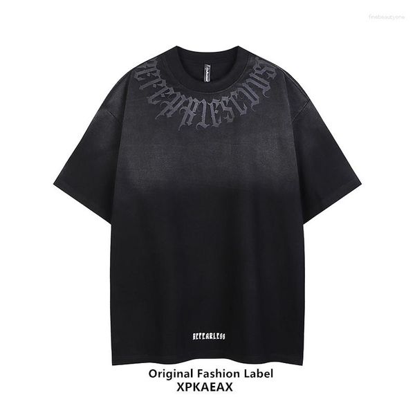 Herren T-Shirts Xpkaeax Original Modemarke American Yabi Style Brief Gedruckt Halbarm T-Shirt Hiphop Schönes Paar Kurz