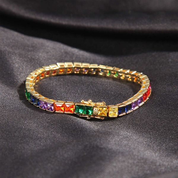Pulseira de diamante completo tênis 5mm colorido zircão cúbico diamantes tênis pulseiras pulseira feminino menina amante jóias presente