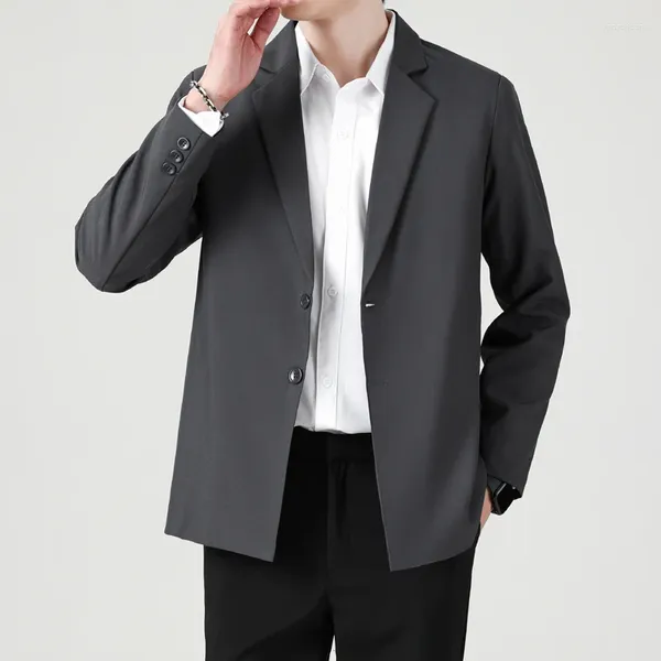Ternos masculinos marca de negócios casual lã blazer masculino 2024 outono e inverno sólido regular ajuste manga longa blazers para a40