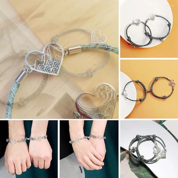 Charm Bracelets Valentinstag handgefertigtes einstellbares Paar Magnetischer Ansichten Sea Mountain Eid für immer Liebe Männer Frau Schmuck Geschenke