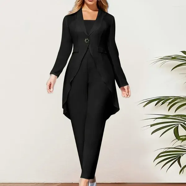 Pantaloni a due pezzi da donna Tuta da donna Set Elegante cappotto con orlo irregolare senza maniche per abbigliamento formale da pendolarismo