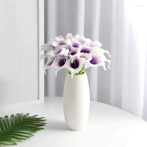 Çelenkler dekoratif çiçekler 48pcs yapay calla zambak için diy gelin düğün buket centerpieces ev dekor (beyaz)