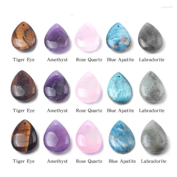 Charmos Moda Água de Pedra Natural Drop Pingente Tigre Olhos Amethyst Rose Quartz para brincos de jóias Fazendo 10ps