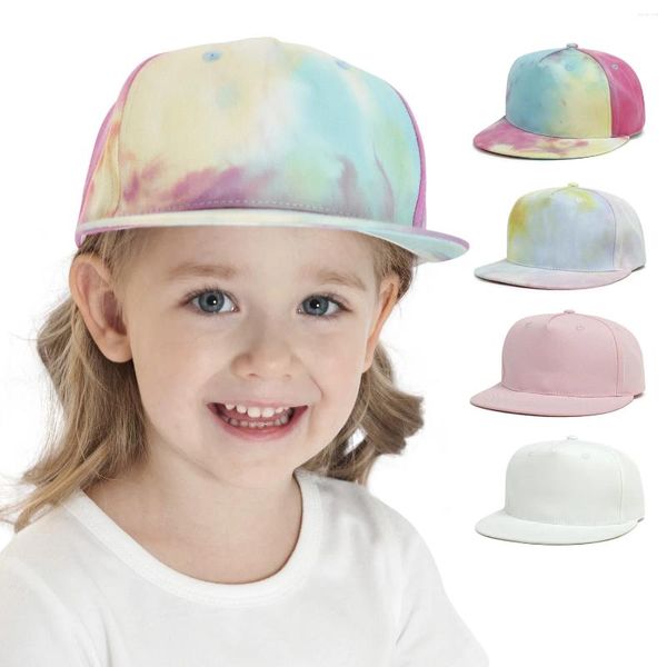 Шариковые кепки, модные детские шапки в стиле хип-хоп, детские однотонные бейсболки для мальчиков и девочек с принтом тай-дай, трендовые бейсболки с плоскими полями для малышей на открытом воздухе
