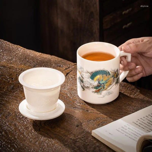 Canecas 520 ml de chá de chá de cerâmica com infuser chinesa caneca copo de caneca de caneca de porcelana drinques