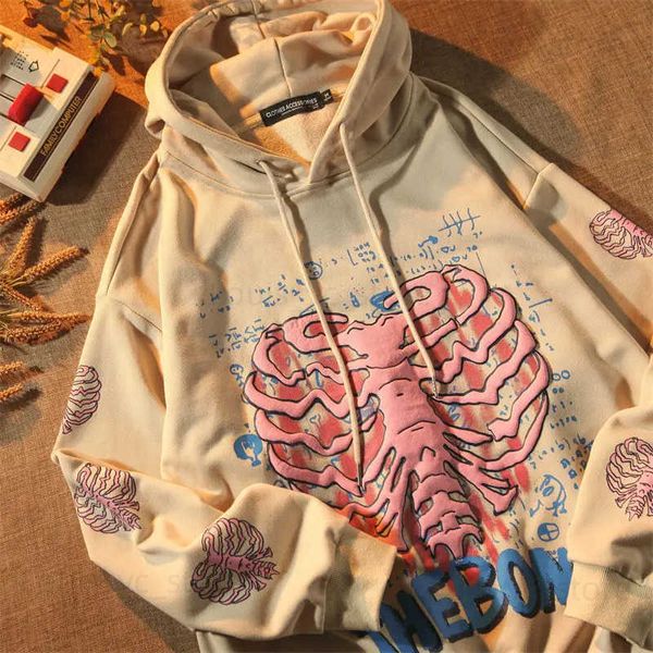 Erkek Hoodies Sweatshirts Spring Street Giyim Khaki Y2K Üstler Kafatası Baskı Grunge Gothi Büyük Boyutu Sokak Giyim Kadınları Hip-Hop Kawaii Kadın Sweatshirt T231221