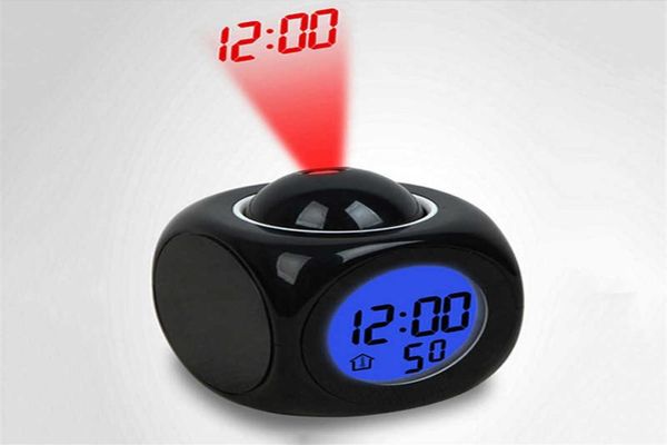 Alarme Clock Night Light com projeção de tempo de temperatura da voz do projetorlamp no teto da parede para decoração de mesa em casa H094144111