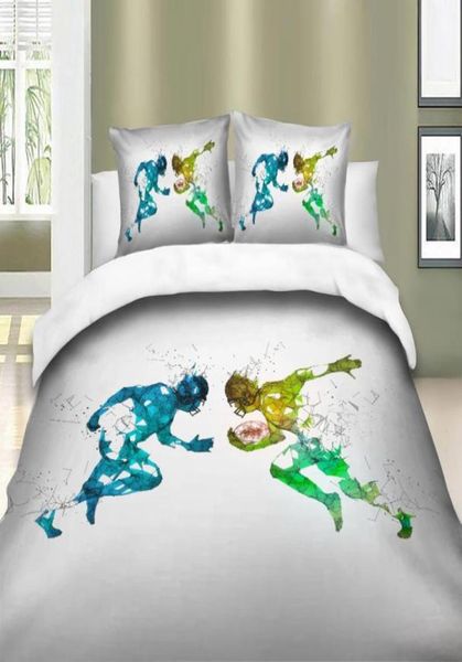 3D baskılı nevres kapak seti rugby spor oyunu kraliçe kral yatak keten çift boy tek çift yatak seti çocuk genç erkekler ev yatak 3pcs7198562