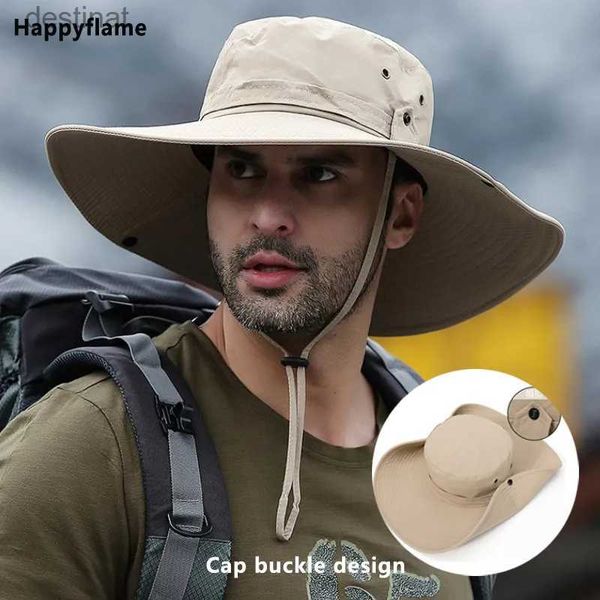 Chapéus de aba larga Chapéus de balde New Sun Protection Fishing Hat Summer Mish respirável Campo de caminhada Caps anti-UV Sun Hat Caps Montanhista Panamá Hatl231221