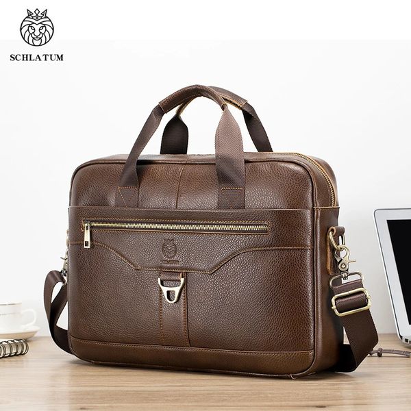 SCHLATUM 2023 Echtes Leder Aktentaschen Hart Für Männer Luxus Handtaschen Laptop Aktentaschen Taschen 156 Zoll Computer Tasche 231220