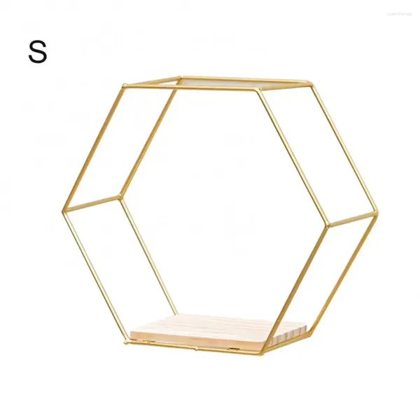 Placas decorativas nordic hexagonal suporte de ferro pequeno pote suporte parede prateleira casa armazenamento metal po rack prateleiras