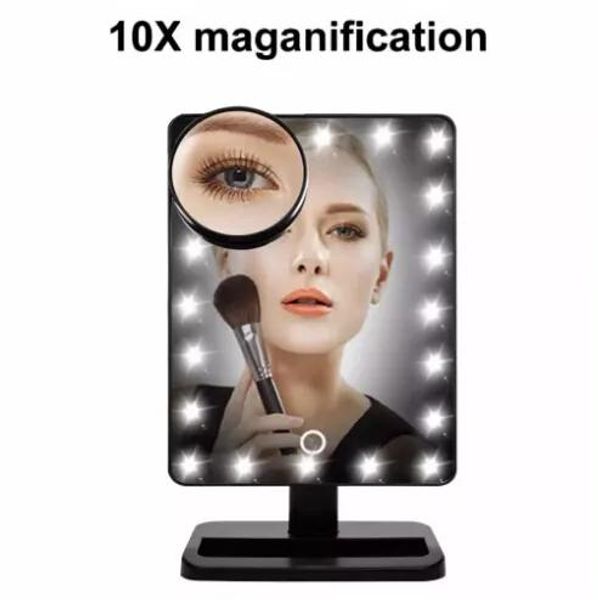 Spiegel 12 '' großer beleuchteter Make -up -Spiegel mit 22 LEDs Lights Tabletop Make -up Comestic Mirror Eitelkeit mit 10 -facher Vergrößerung