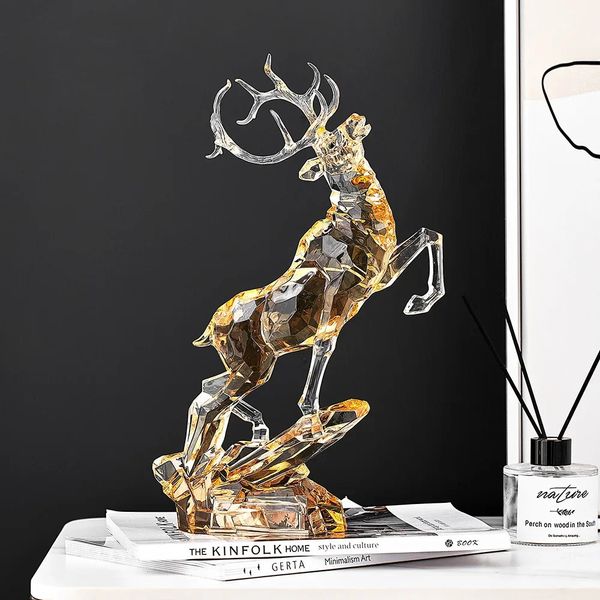 Nordic decoração de casa acrílico transparente estátua animal sala estar gabinete tv criativo escultura animal moderno artesanato presente 231220