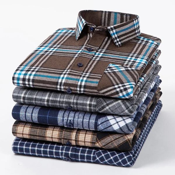 Camisas de flanela masculinas Codão xadrez de manga longa casual mass roupas de inverno diariamente tamanho grande vestido inteligente 231221
