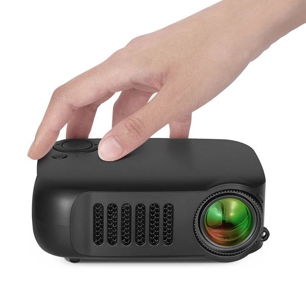 A2000 Black Mini Projektör 1080p Home Sinema Tiyatrosu Taşınabilir 3D LED Video Projektörler Oyunu Lazer Beamer HD Port Akıllı TV Kutusu 231221