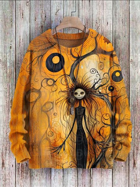 Moletons masculinos Halloween Witch Vintage Art Vibe Print suéter para pulôver feminino