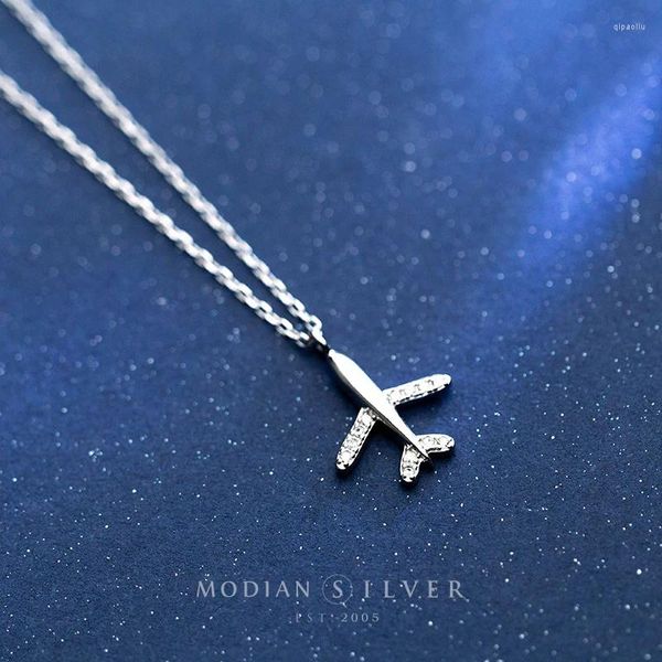 Anhänger Modian Sales Charm Tiny Hope Flugzeug Halskette 925 Sterling Silber Flugzeug Anhänger Für Frauen Romantische Party Schmuck Geschenk