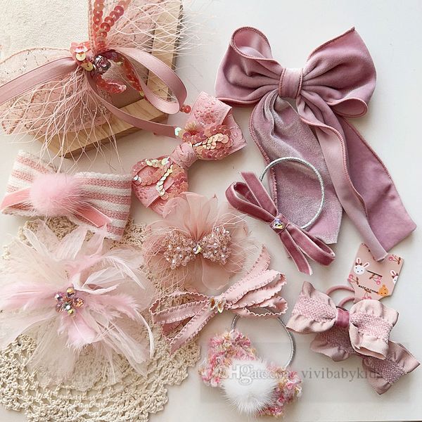 Ragazze pizzo paillettes Fiocchi bastoncini per capelli bambini garza di cristallo Fiocchi fermaglio per capelli boutique mollette per principessa per bambini accessori per San Valentino Z6200