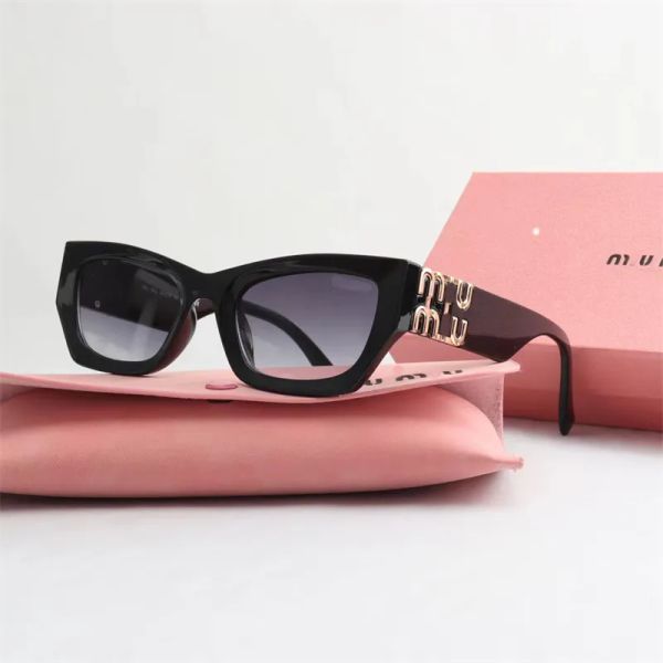 2024 Designer miu óculos de sol óculos de moda Oval Glass de sol com óculos de sol Anti-radiação Lentes polarizadas UV400 homens retro óculos com caixa original AAA